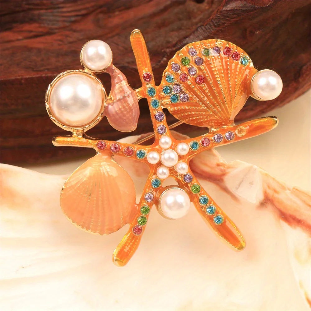 Baroque Luxury Beautiful Starfish Design Brooch for Men and Women, Jewelry Accessories, Wedding HolidayPartyCouple'sSurpriseGift