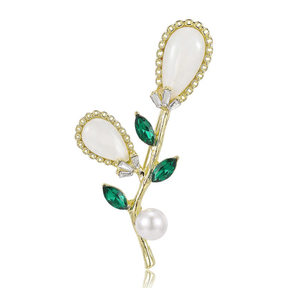 Beaut&Berry Trendy Enamel Flower Brooches for Women Unisex Plant Pins Casual Party Jewelry Accessories Gifts Decoration