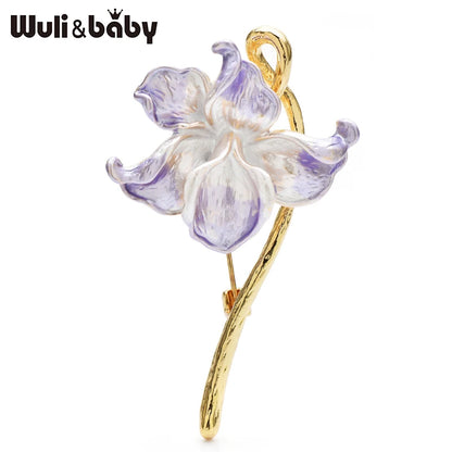 Wuli&baby Pretty Enamel Orchid Flowers For Women Lady 2-color Phalaenopsis Plants Party Casual Brooch Pins Fashion Jewelry Gifts