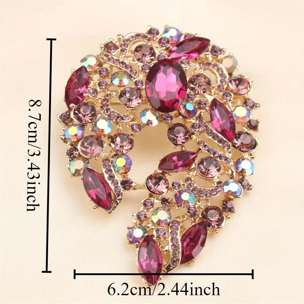 Baroque Luxury Beautiful Openwork Floral Design Brooch for Men and Women, Jewelry Accessories, Wedding Holiday Party Gift