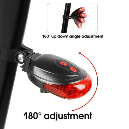 Bicycle Bike LED Lights Waterproof Cycling Taillight Safety Warning Taillight MTB Bike Rear Tail Lights 2 Lasers 5 LED