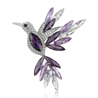 Beaut&Berry Luxury Rhinestone Hummingbird Brooches for Women Unisex Animal Pins Casual Party Jewelry Accessories Gift Decoration