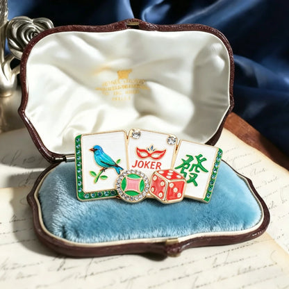 Baroque Luxury Bird-Motif Mahjong-Inspired Brooch for Men and Women, Jewelry and Fashion Accessories Jewelry,ClothingAccessories