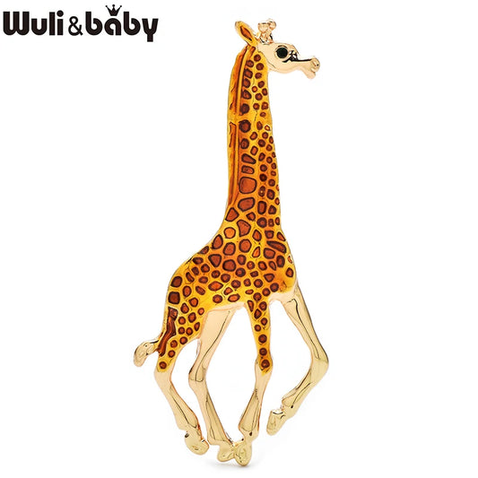 Wuli&baby Lovely Enamel Giraffe Brooches For Women Unisex Metal Animal Clothes Casual Party Brooch Pins Gifts