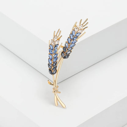 Rhinestone Wheat Ear Brooches for Women Unisex Enamel Wheat Plant Pins Banquet Party Backpack Gifts Jewelry Accessories