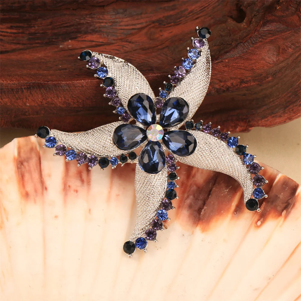 Baroque Luxury Beautiful Starfish Design Brooch for Men and Women, Jewelry Accessories, Wedding Holiday Party Gift