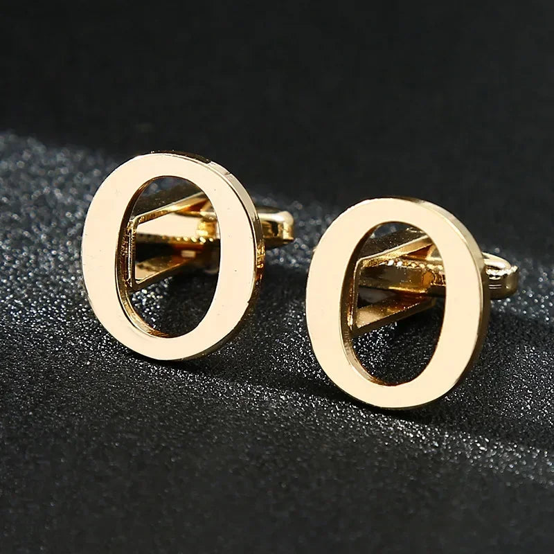 High Quality Gold Color English Letters A-Z Cufflinks for Men Luxury Jewelry Shirt Cuff Links French Business Accessories