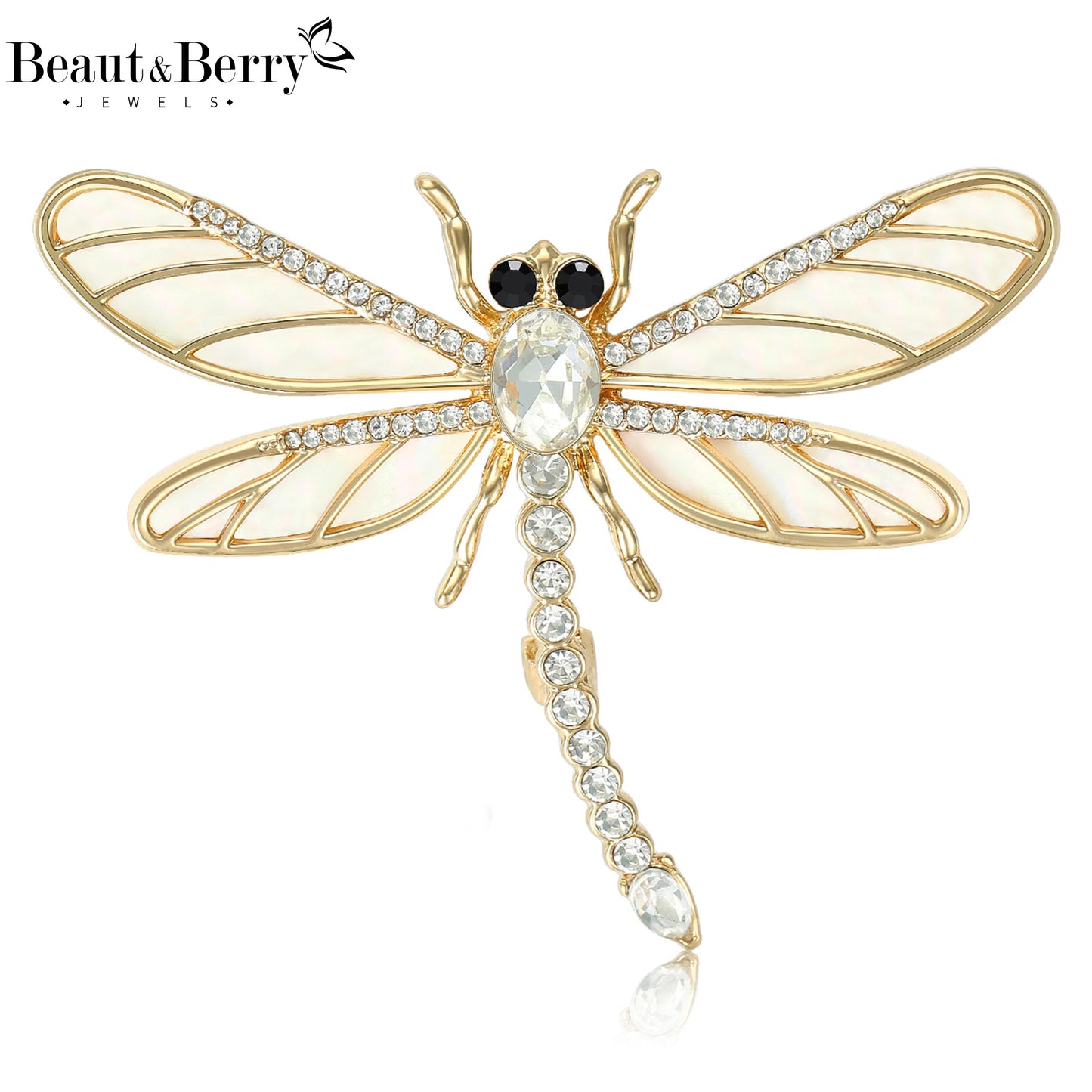 Beaut&Berry Luxury Rhinestone Dragonfly Brooches for Women Unisex Insect Pins Casual Party Jewelry Accessories Gifts Decoration