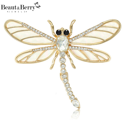 Beaut&Berry Luxury Rhinestone Dragonfly Brooches for Women Unisex Insect Pins Casual Party Jewelry Accessories Gifts Decoration