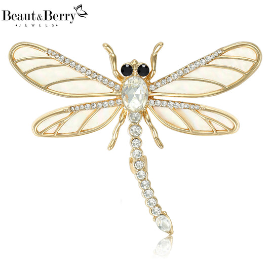 Beaut&Berry Luxury Rhinestone Dragonfly Brooches for Women Unisex Insect Pins Casual Party Jewelry Accessories Gifts Decoration
