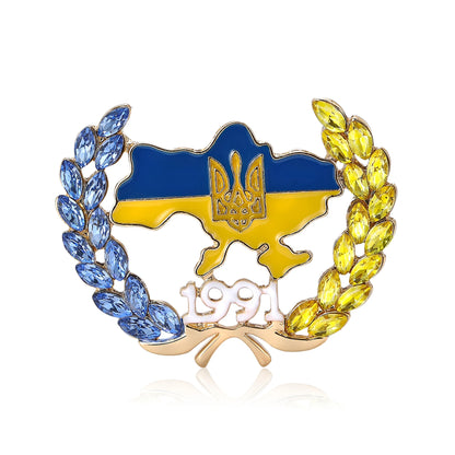 Ukrainian Wheat Brooches for Women Unisex Ukrainian Patriotic Pins Casual Accessories Gifts-Wholesale