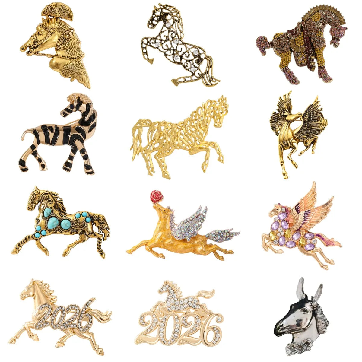 SKEDS Zodiac Horse Year Series Brooch High-End Luxury Chinese Style 2026 Birth Year Accessory Exquisite Animal Pin Gift
