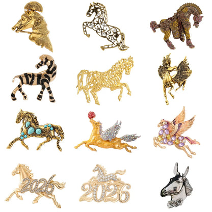 SKEDS Zodiac Horse Year Series Brooch High-End Luxury Chinese Style 2026 Birth Year Accessory Exquisite Animal Pin Gift
