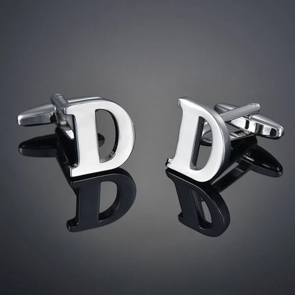 Simple Silver Color 26 Letter Cufflinks for men A to Z Alphabet Initial Cuff Links Business Suit Shirt Button Wedding Jewelry