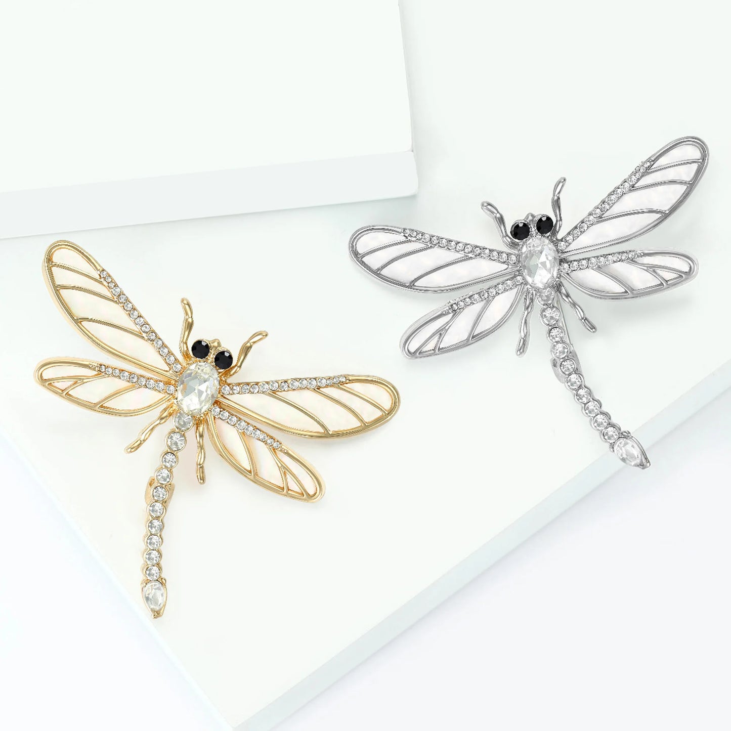 Beaut&Berry Luxury Rhinestone Dragonfly Brooches for Women Unisex Insect Pins Casual Party Jewelry Accessories Gifts Decoration