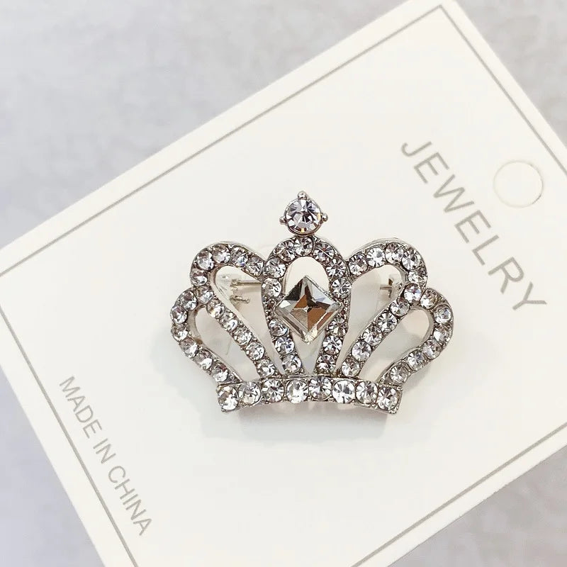Fashion Crown Brooch For Women Vintage Zircon Crystal Luxurious Jewelry Girl Princess Gift