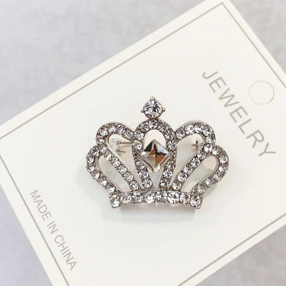 Fashion Crown Brooch For Women Vintage Zircon Crystal Luxurious Jewelry Girl Princess Gift