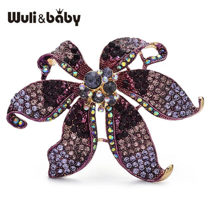 Wuli&baby Huge Luxury Sparkling Flower Brooches 3-color Big Charming Flowers Brooch For Women's Clothes Coat Winter Pins