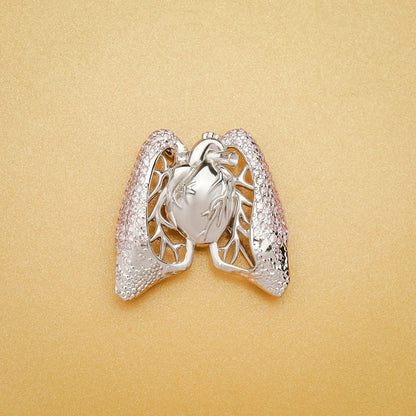 Hanreshe Anatomy Heart Lung Pin Luxury Charm with Crystal Medical Lapel Badge Brooch Jewelry for Doctor Nurse Medicine Student
