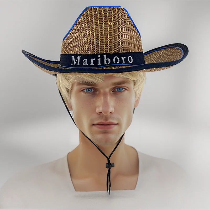 LED Glowing Cowgirl boy Hat Neon Luminous Bride Hat For Holiday Light Up Supplies Fluorescent Party Props Bachelorette Party Hat