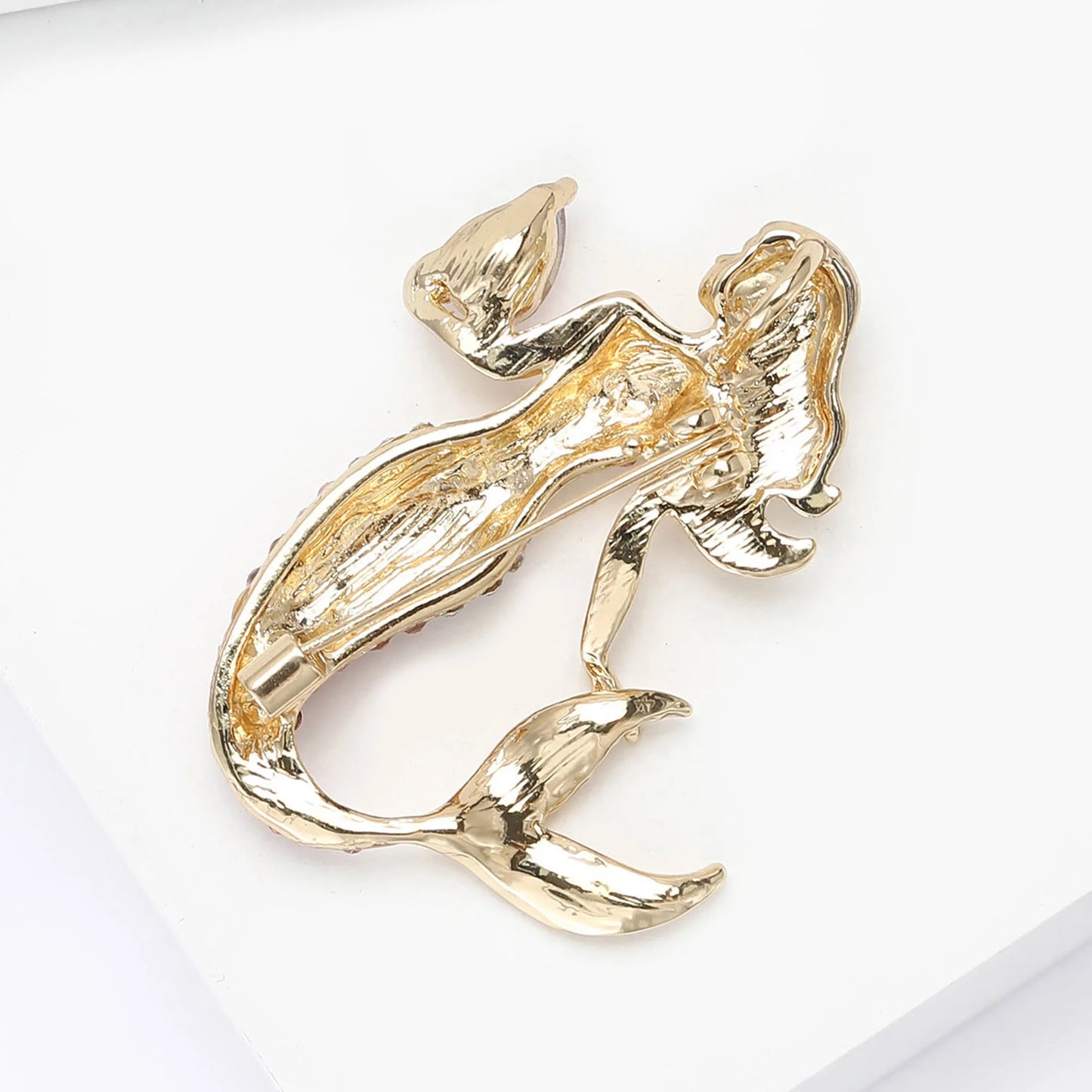 Trendy Rhinestones Mermaids Brooches for Women Unisex Metals Figures Pins Badges Office Party Backpack Gifts Jewelry Accessories
