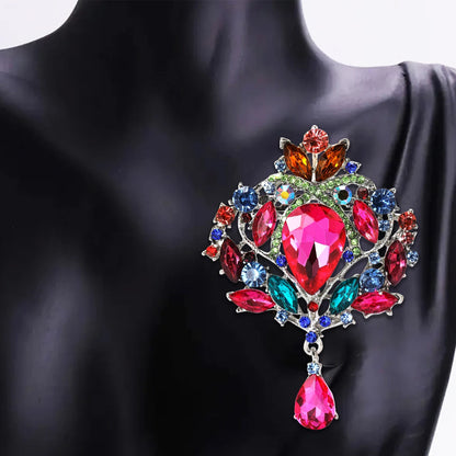 Beaut&Berry Rhinestone Luxury Brooches for Women Unisex Crystal Glass Pendant Pins Office Party Friend Gifts Jewelry Accessories