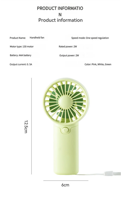 MEET SUN Portable Fan Convenient Creative Small Fan Pocket Hand-held Fan Lightweight AA Battery Handheld Mini Fan Air Coolers