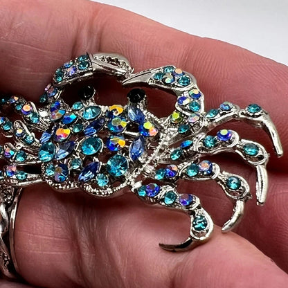 New fashion blue crystal crab brooch for women and men cute animal brooch fashion banquet jewelry holiday gift