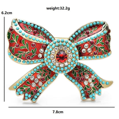 Wuli&baby Vintage Big Enamel Bowknot Brooches For Women Lady Beautiful New Year Knot Party Office Brooch Pins Gifts
