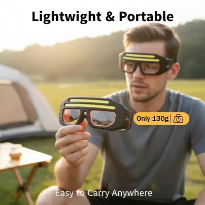 Rechargeable LED Glasses Headlight Glasses with Motion Sensor & Touch Control Unhindered Head Light for Running Camping Work