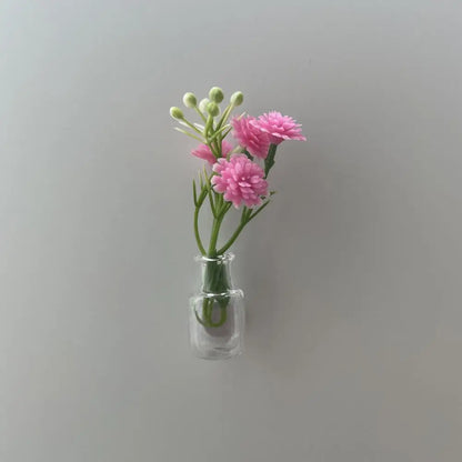 Mini Vase Magnets for Fridge Cute Tiny Magnetic Glass Vases Refrigerator Small Plant Pot for Locker Office Kitchen Decoration
