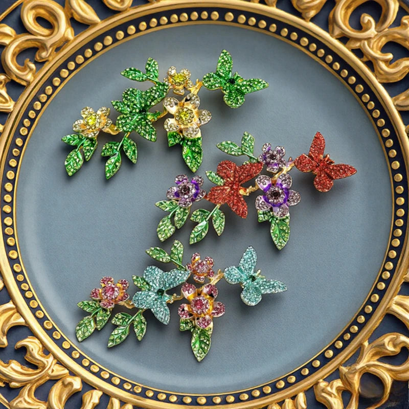 Baroque Luxury Butterfly Flower Design Brooch for Men and Women, Jewelry Accessories, Wedding, Holiday, and Party Gift