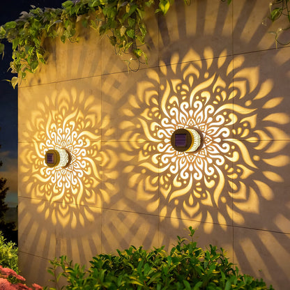 Solar Mandala Sunflower Projector Wall Light Outdoor Garden Decoration Landscape Light for Patio Garden Estate Porch Courtyard