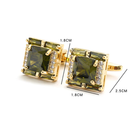 Diamond Cufflinks Mens Shirts Jewelry Luxury Brand Button Green French Style Cufflinks Black Crystal Hot Sale Cuff zircon Buckle