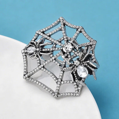 Wuli&baby Vintage Spiders Brooches For Women Unisex Rhinestone Spinning Web Insects Party Casual Brooch Pins Gifts