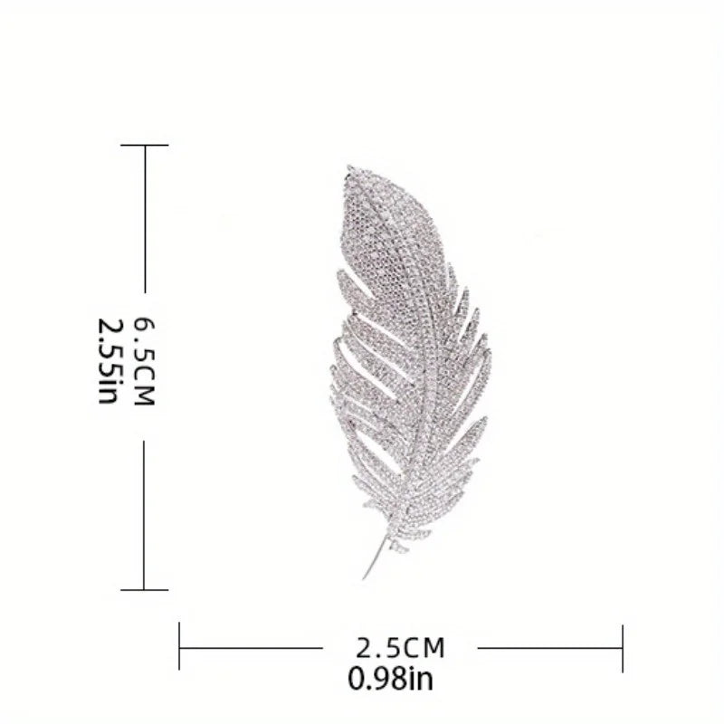 Women Girls Feather Rhinestone Brooches Jewelry Clothing Suit Pins Accessories
