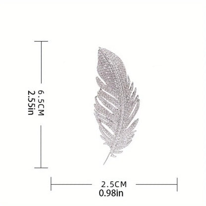 Women Girls Feather Rhinestone Brooches Jewelry Clothing Suit Pins Accessories