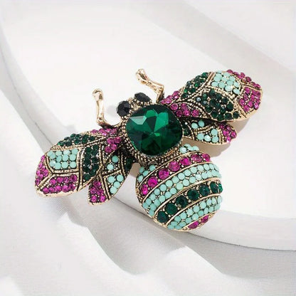 SKEDS Luxury Exaggerated Vintage Women Girls Crystal Bee Brooch Pin Fashion Elegant Lady Exquisite Insect Rhinestone Badges