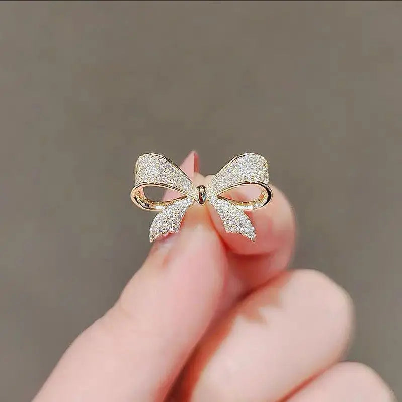 Cute Mini Brooch Pins Colorful Crystal Fruit Bowknot Flower Neckline Lapel Pin for Women Girls Buckle Jewelry Gifts