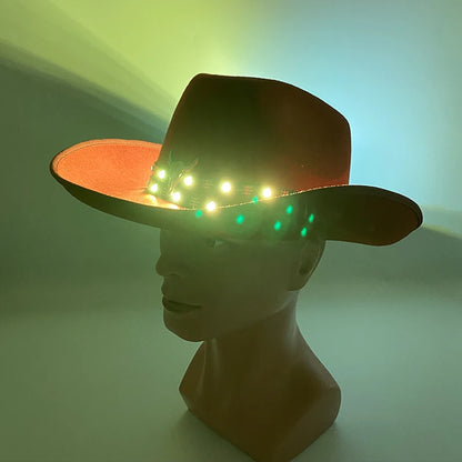 LED Glowing Cowgirl boy Hat Neon Luminous Bride Hat For Holiday Light Up Supplies Fluorescent Party Props Bachelorette Party Hat