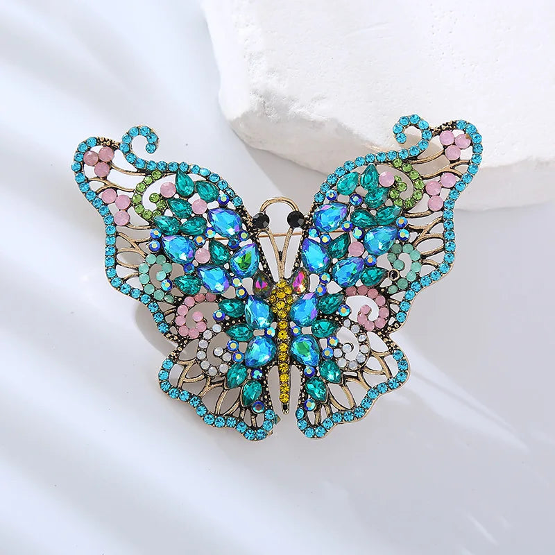 SKEDS Luxury High-end Women Lady Full Crystal Shiny Butterfly Brooches Pins Fashion Exquisite Creative Insect Badges Corsages