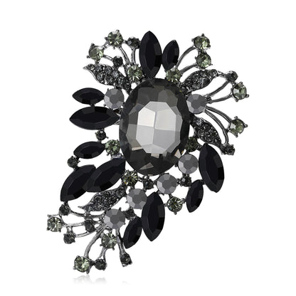 Beaut&Berry Luxury Crystal Glass Brooches for Women Rhinestone Flower Pins Friends Party Gifts Banquet Jewellery Accessories