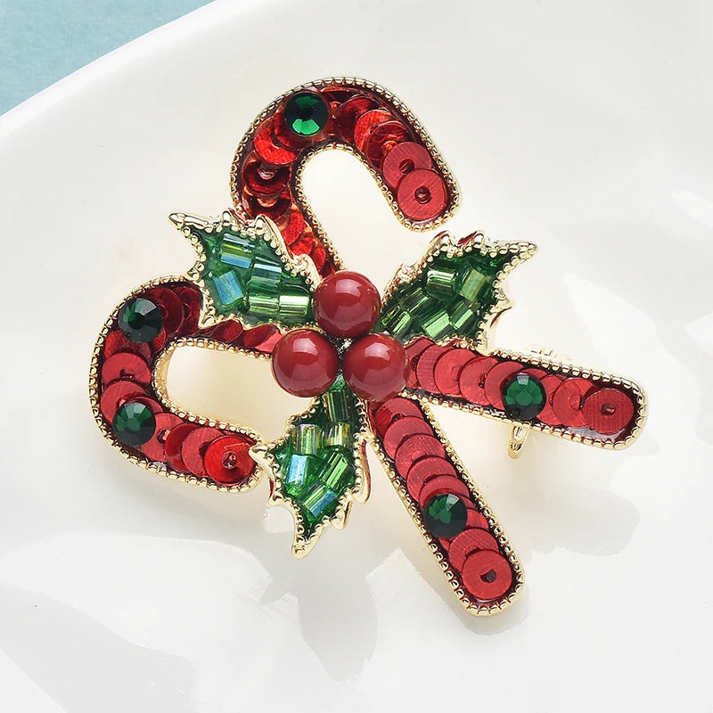 Wuli&baby Handmade Candy Bars Christmas Brooches Pins For Women High Quality Red New Year Brooch Jewelry Gifts