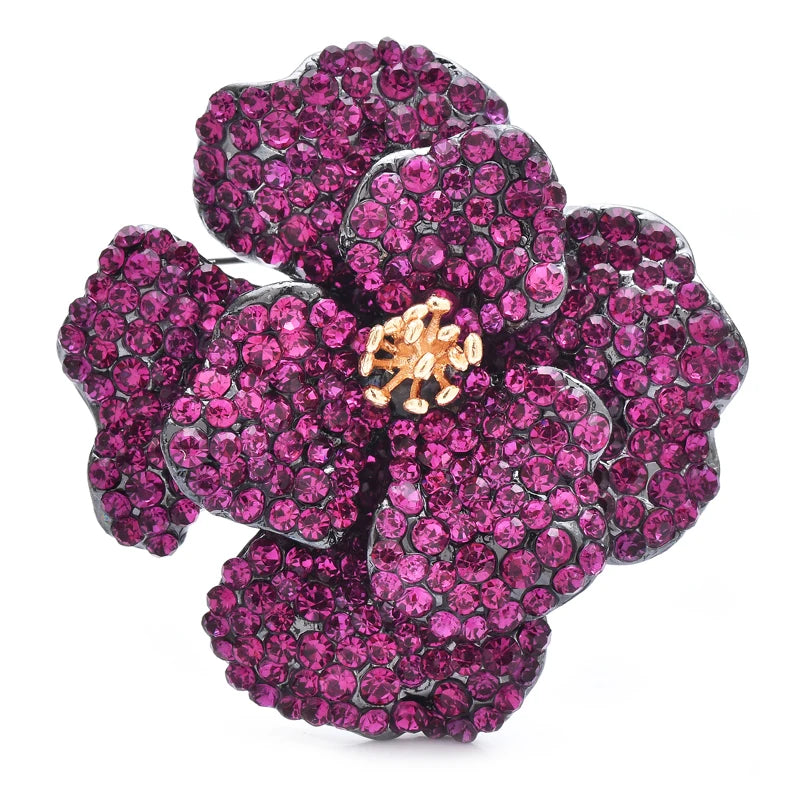 Wuli&baby Luxury Double-layer Flowers Brooches For Women Lady Shining Full-rhinestone Elegant Flower Party Office Brooch Pins