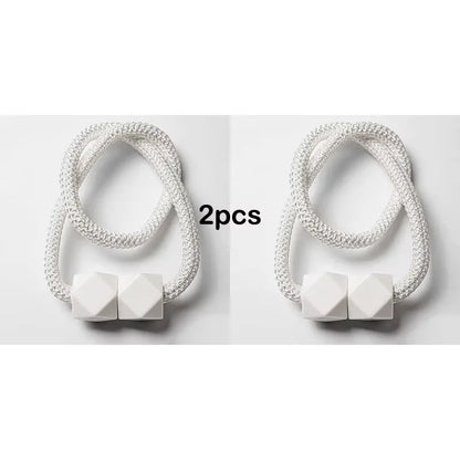 2pcs Curtain Tiebacks with Strong Magnet Thick Rope Design Bedroom Living Room Kitchen Durable Plastic Home Decor Accessory