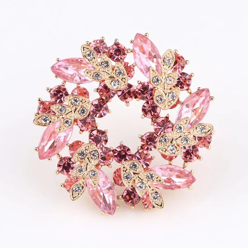 SKEDS High-end Women  Exquisite Crystal Flower Badges Pin Fashion Creative Luxury Rhinestone Shining Brooch Corsages