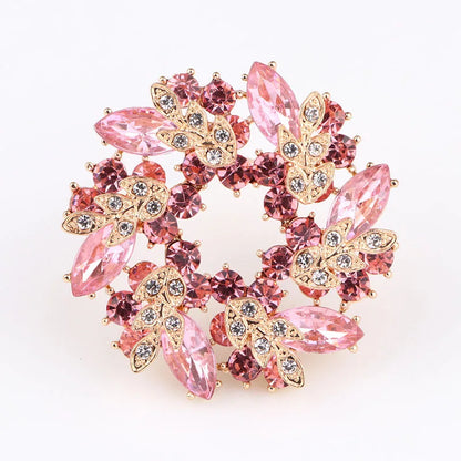 SKEDS High-end Women  Exquisite Crystal Flower Badges Pin Fashion Creative Luxury Rhinestone Shining Brooch Corsages