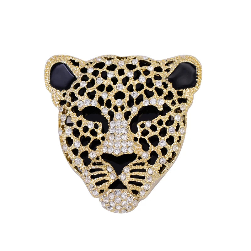 Rhinestone Leopard Head Retro Hollowed-out Men's Suit Brooch Women's Sweater Needle Enamel Needle