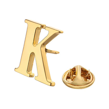 High Quality Classic Style Gold Letter A-Z Metal Brooch Women Men's Lapel Pin Women's Hat Scarf Backpack Badge Jewellery