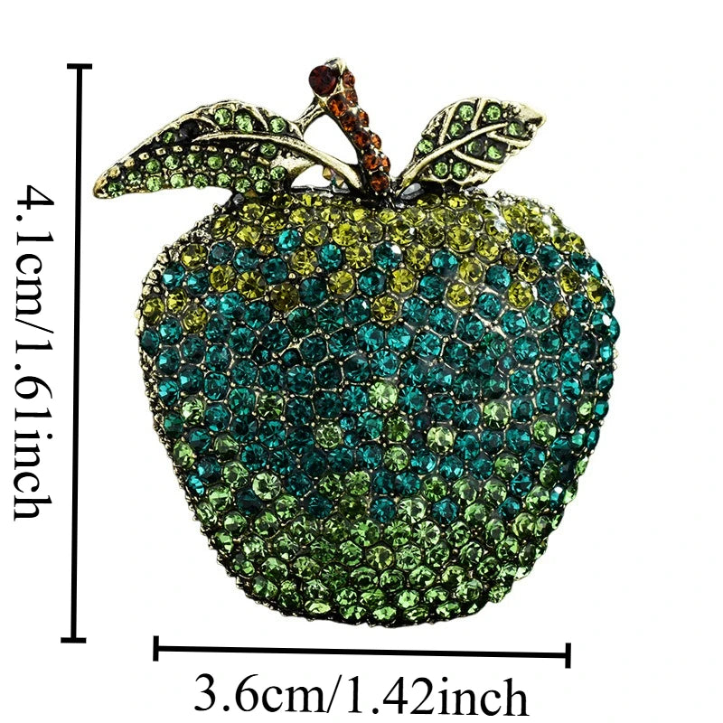 Baroque Luxury Apple Fruit Design Brooch for Men and Women, Jewelry Accessories, Wedding, Holiday, and Party Gift